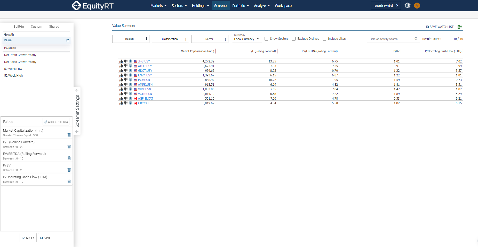 Stock Screener Smart screens