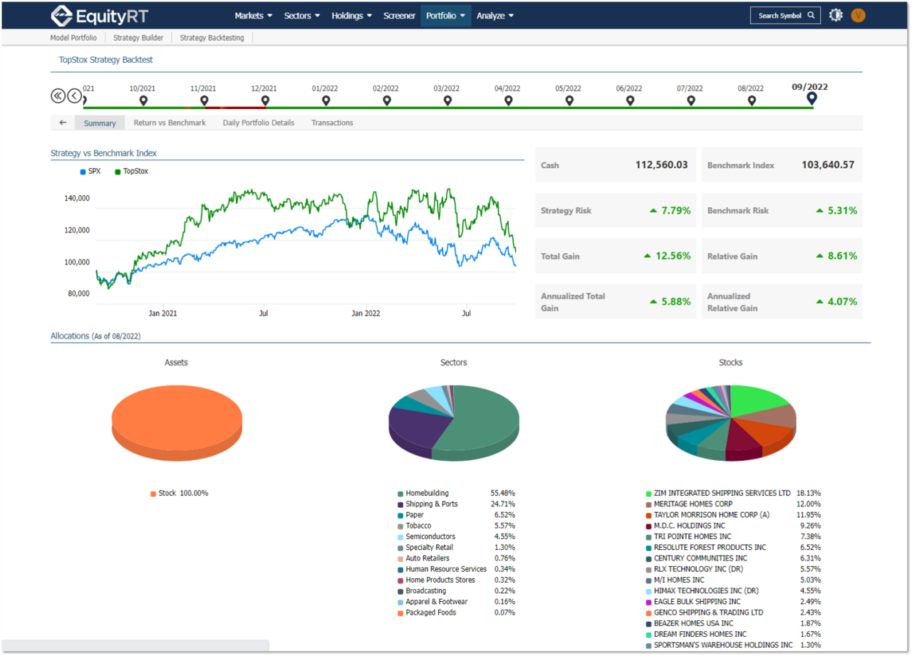 Investment Strategy Builder & Fundamental Backtesting - EquityRT